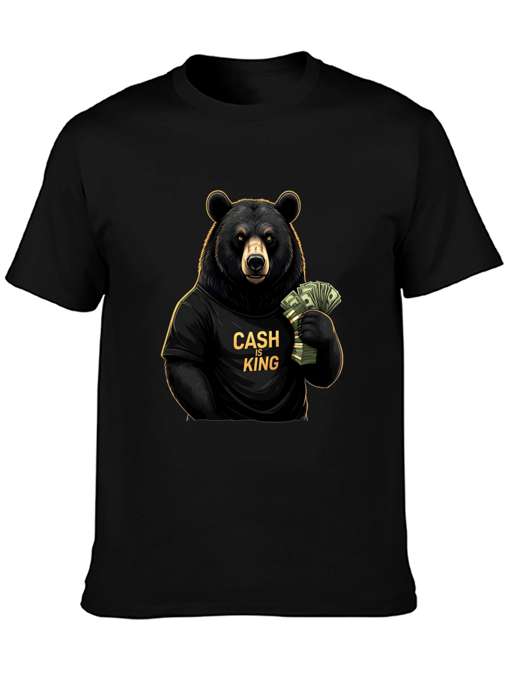 Cash is King Bear Graphic Tee - Black