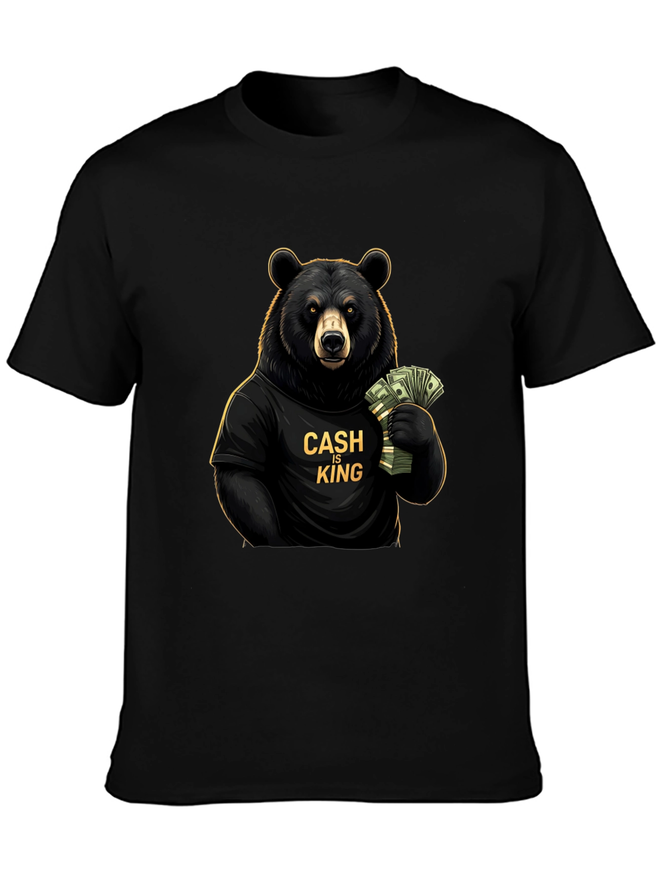 Cash is King Bear Graphic Tee - Black