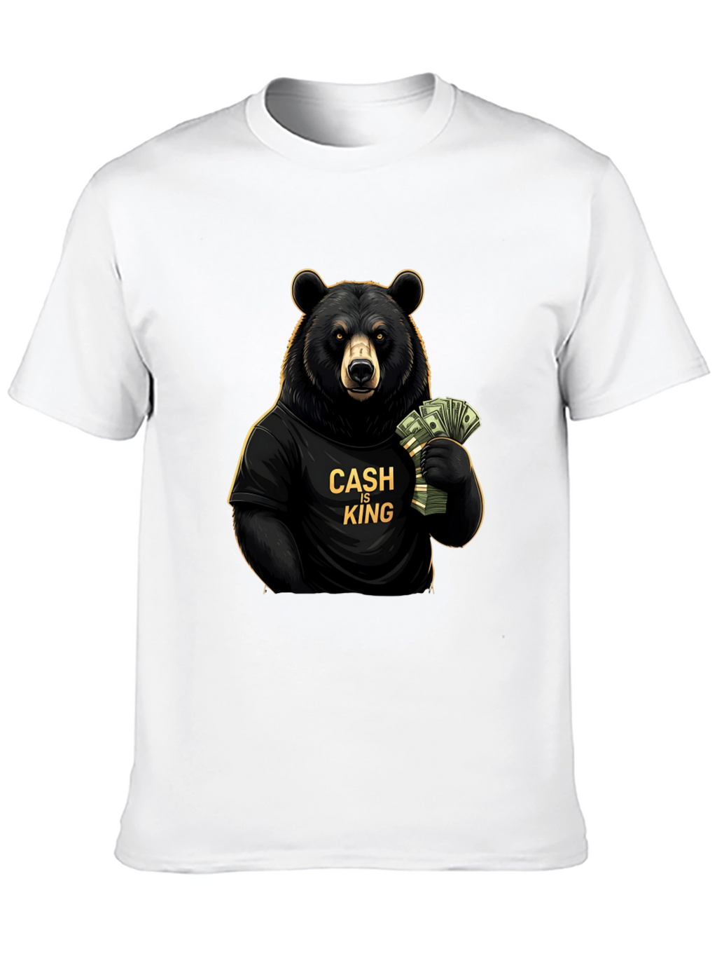 Cash is King Bear Graphic Tee - Black