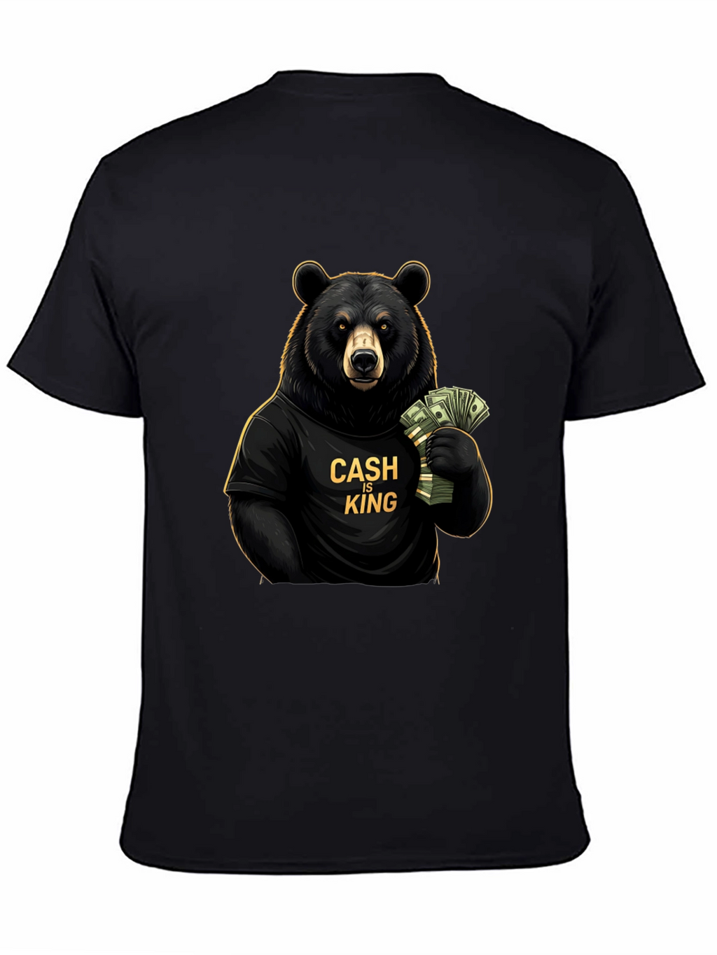 Cash is King Bear Graphic Tee - Black