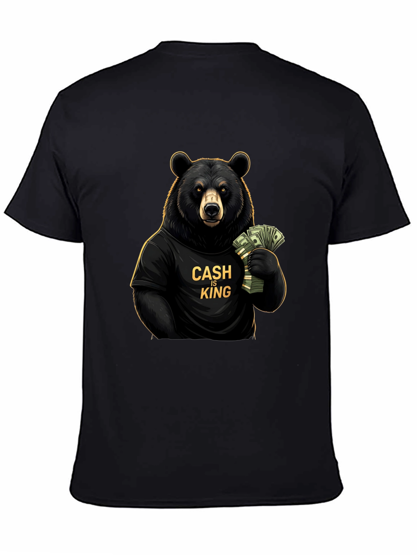 Cash is King Bear Graphic Tee - Black