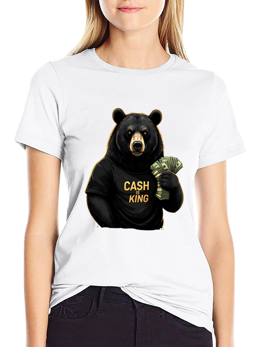 Cash is King Bear Graphic Tee - Black