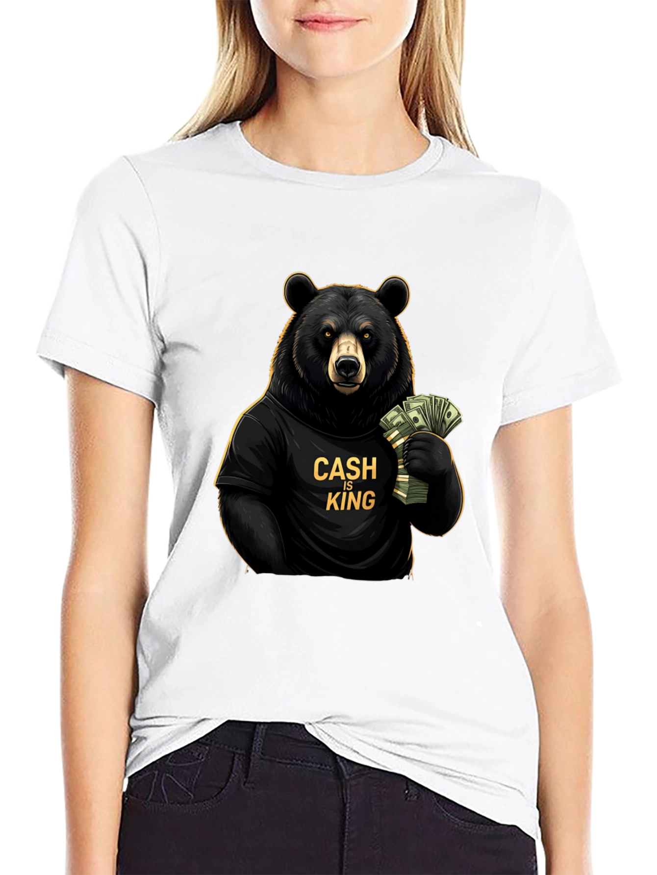 Cash is King Bear Graphic Tee - Black