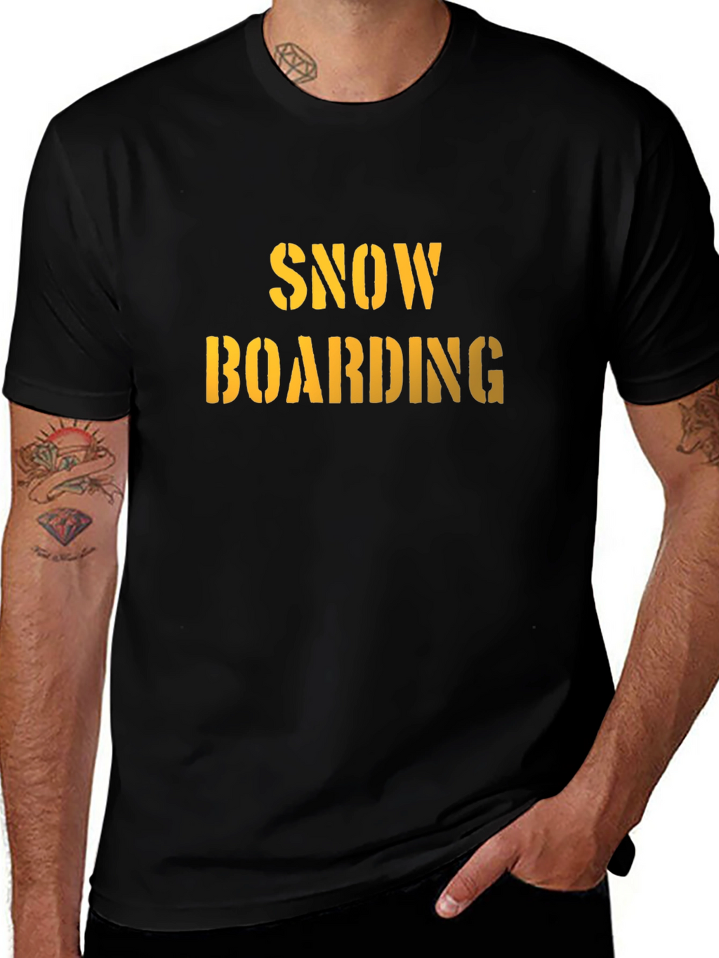 Snowboarding Graphic Tee - Black Cotton Comfort