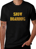 Snowboarding Graphic Tee - Black Cotton Comfort