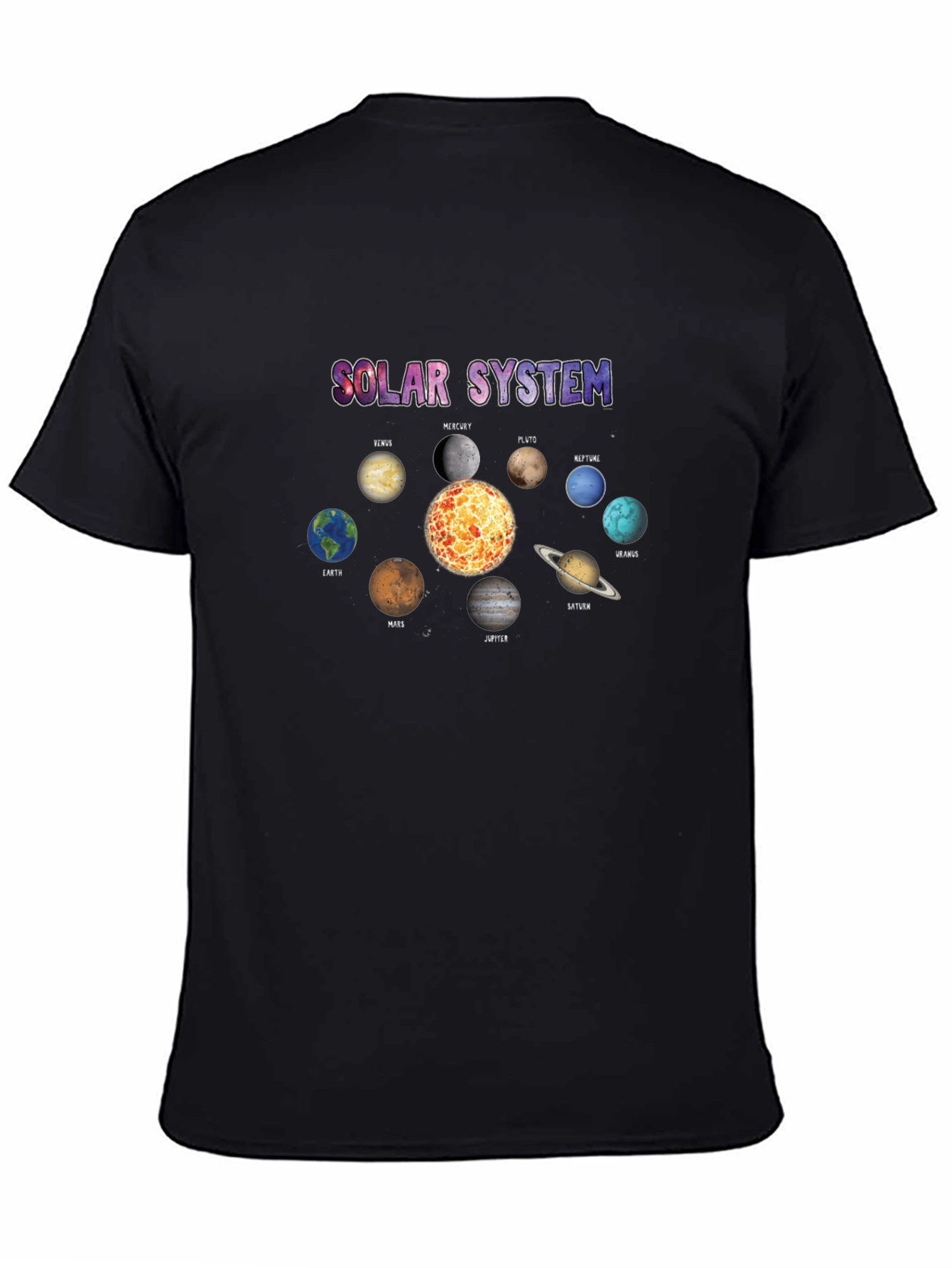Solar System Planets Graphic Black T-Shirt