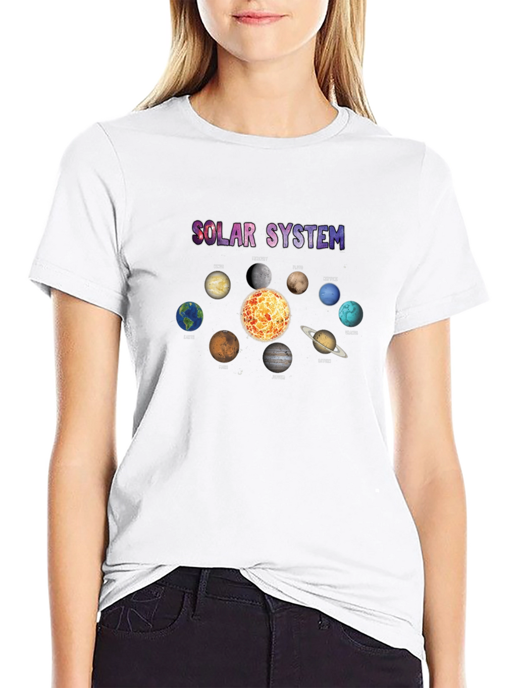 Solar System Planets Graphic Black T-Shirt