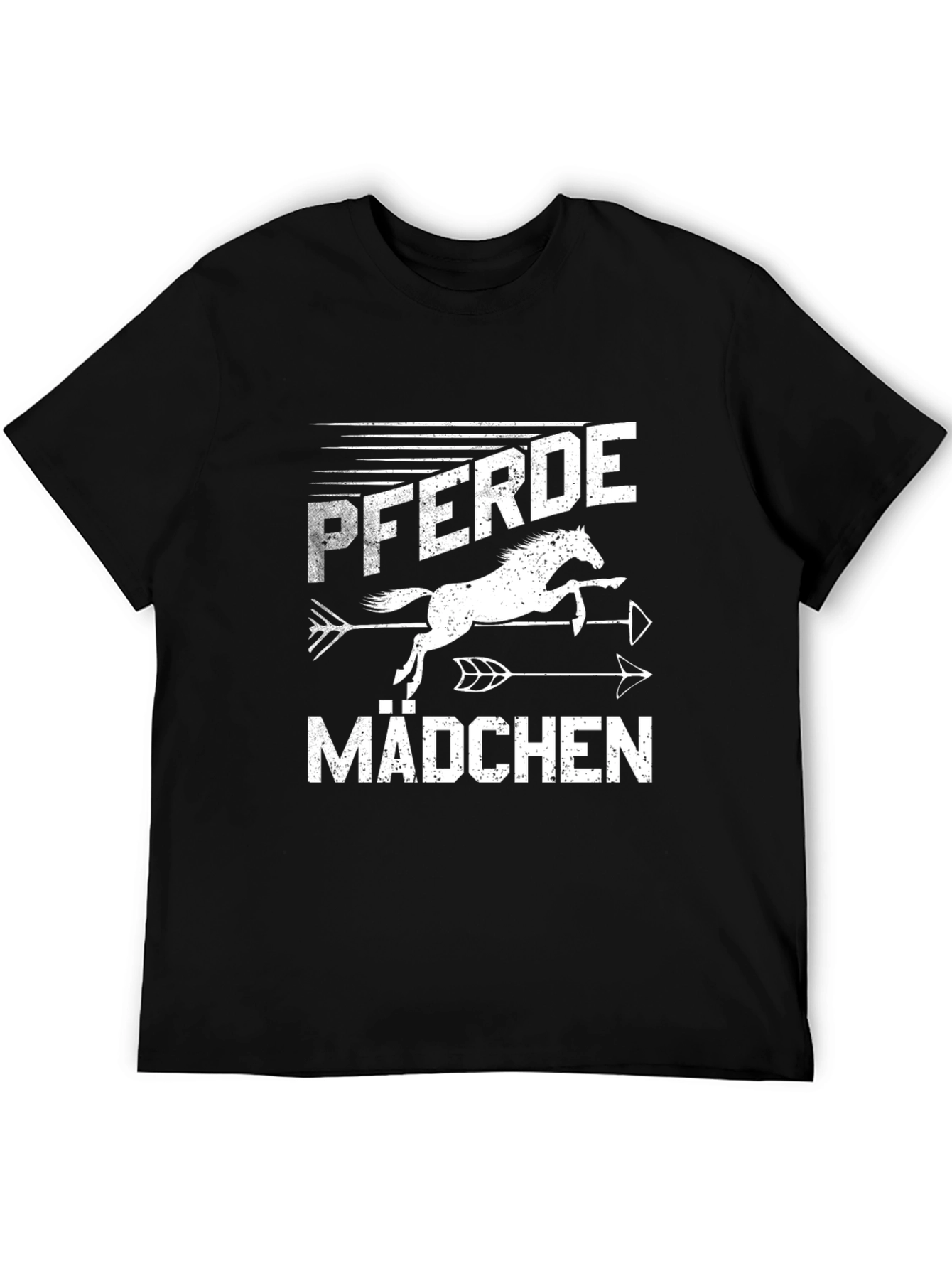 Pferde Mädchen Horse Girl T-Shirt Black Cotton