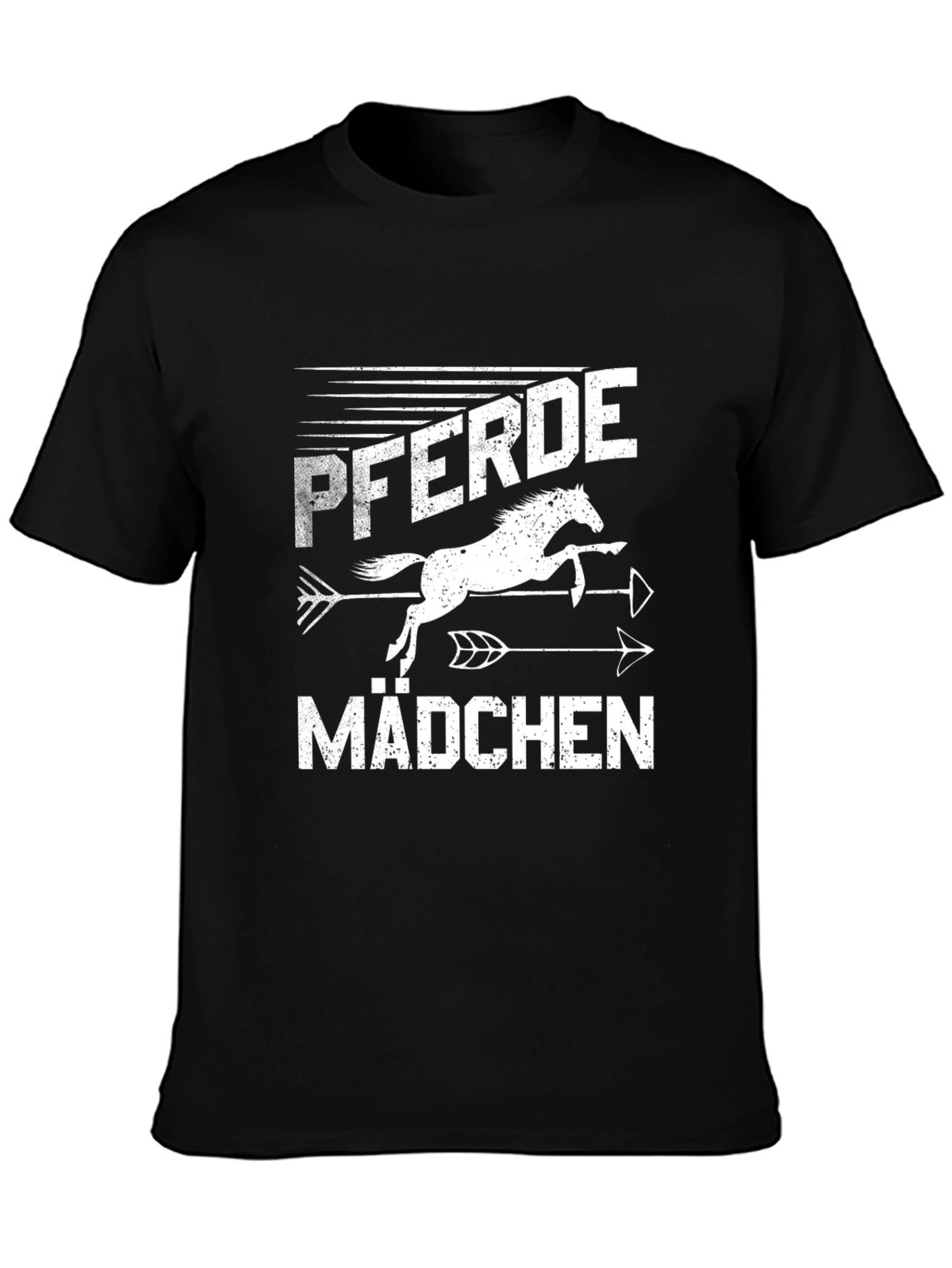 Pferde Mädchen Horse Girl T-Shirt Black Cotton