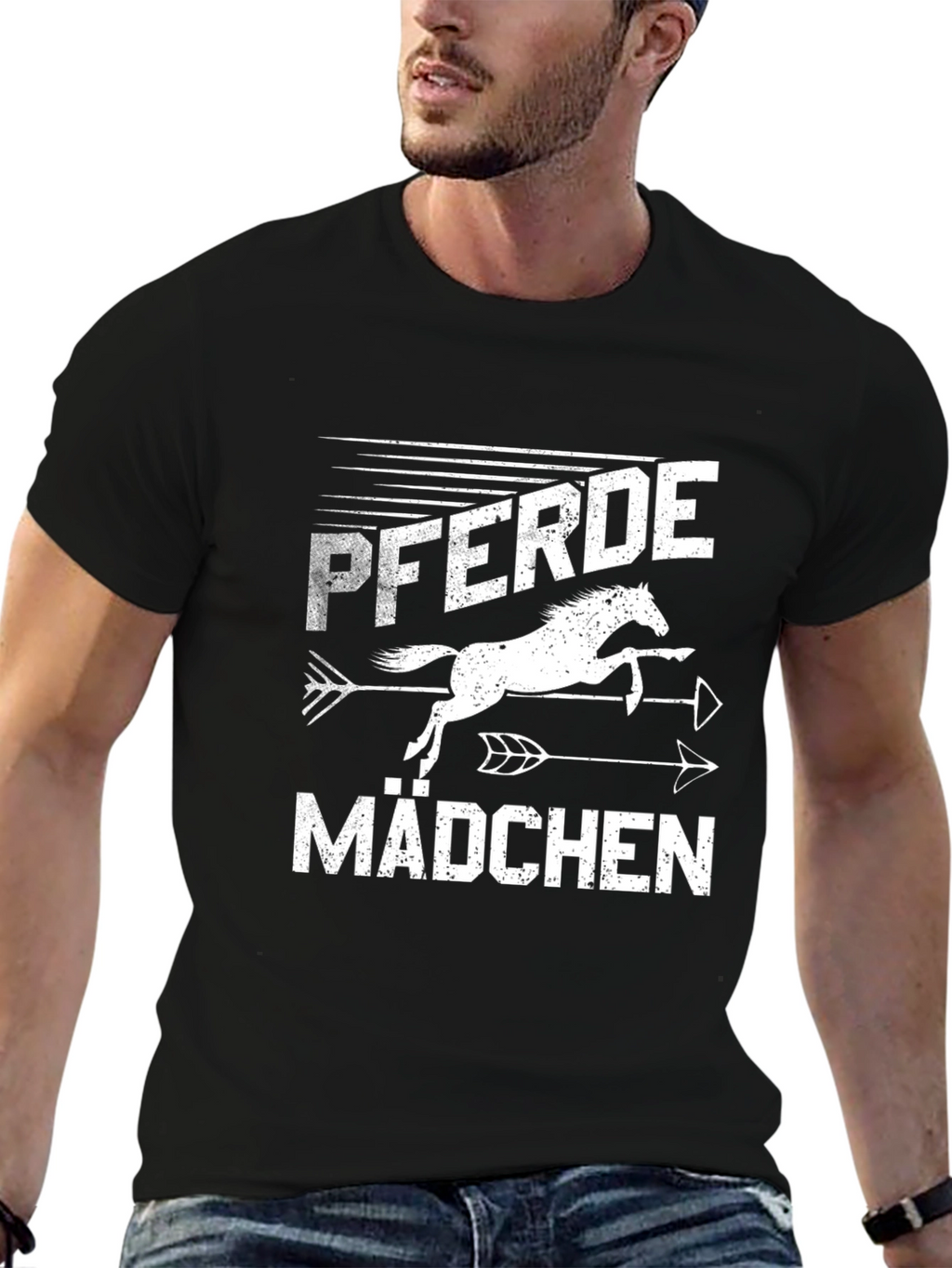 Pferde Mädchen Horse Girl T-Shirt Black Cotton