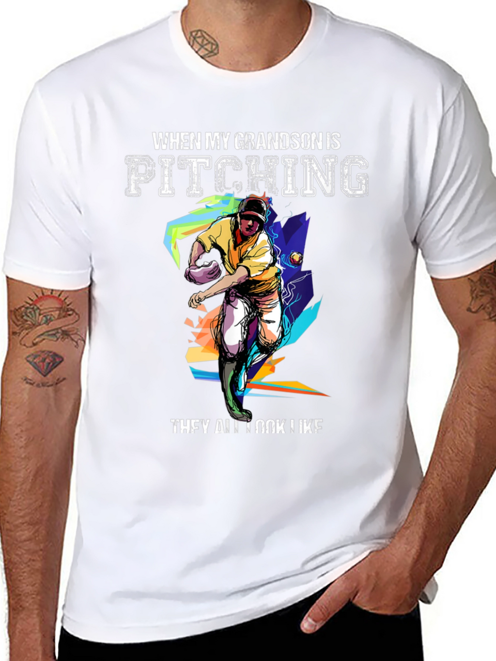 Grandson Pitching Graphic Tee - Baseball Fan T-Shirt