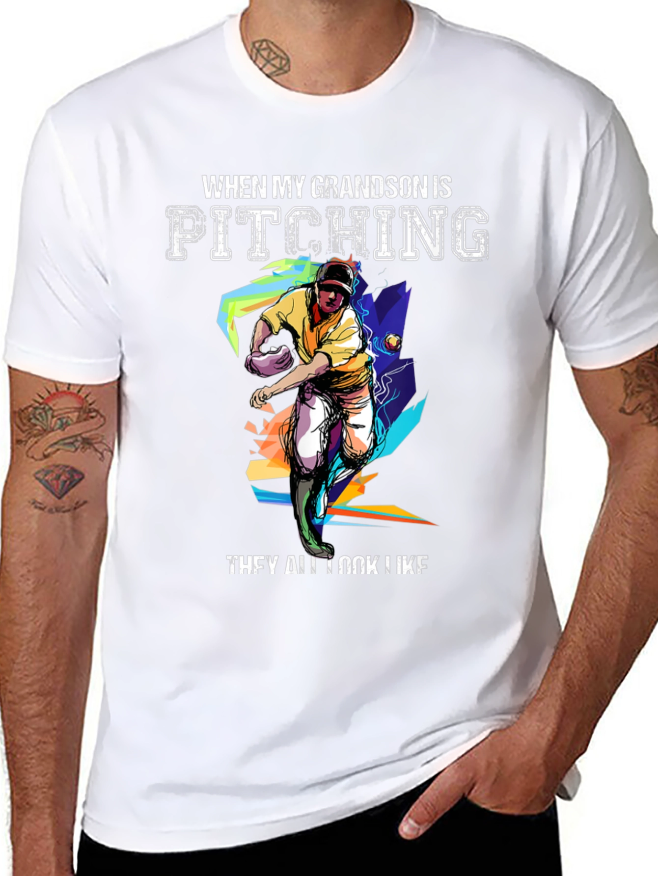 Grandson Pitching Graphic Tee - Baseball Fan T-Shirt