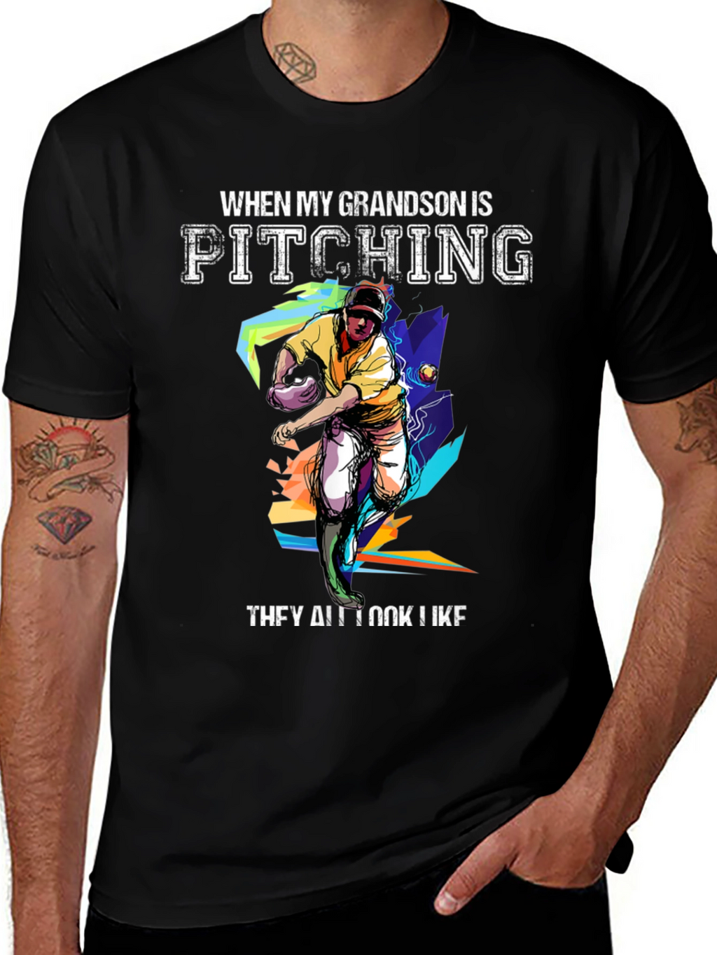 Grandson Pitching Graphic Tee - Baseball Fan T-Shirt