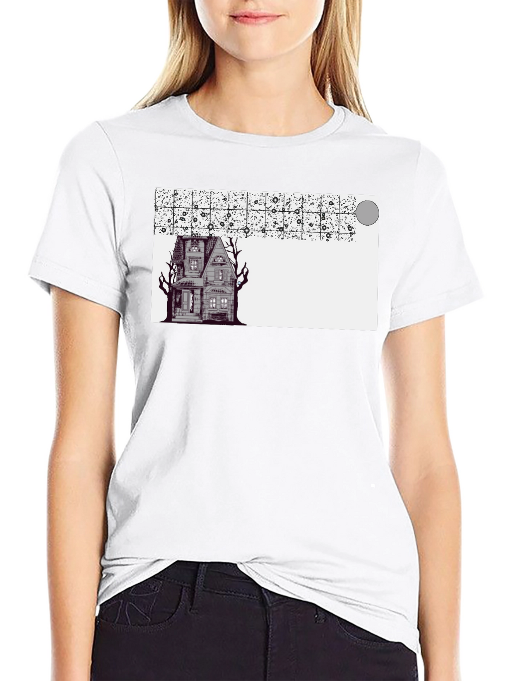 Spooky House Graphic Black T-Shirt