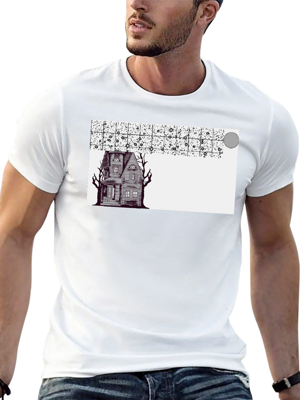 Spooky House Graphic Black T-Shirt