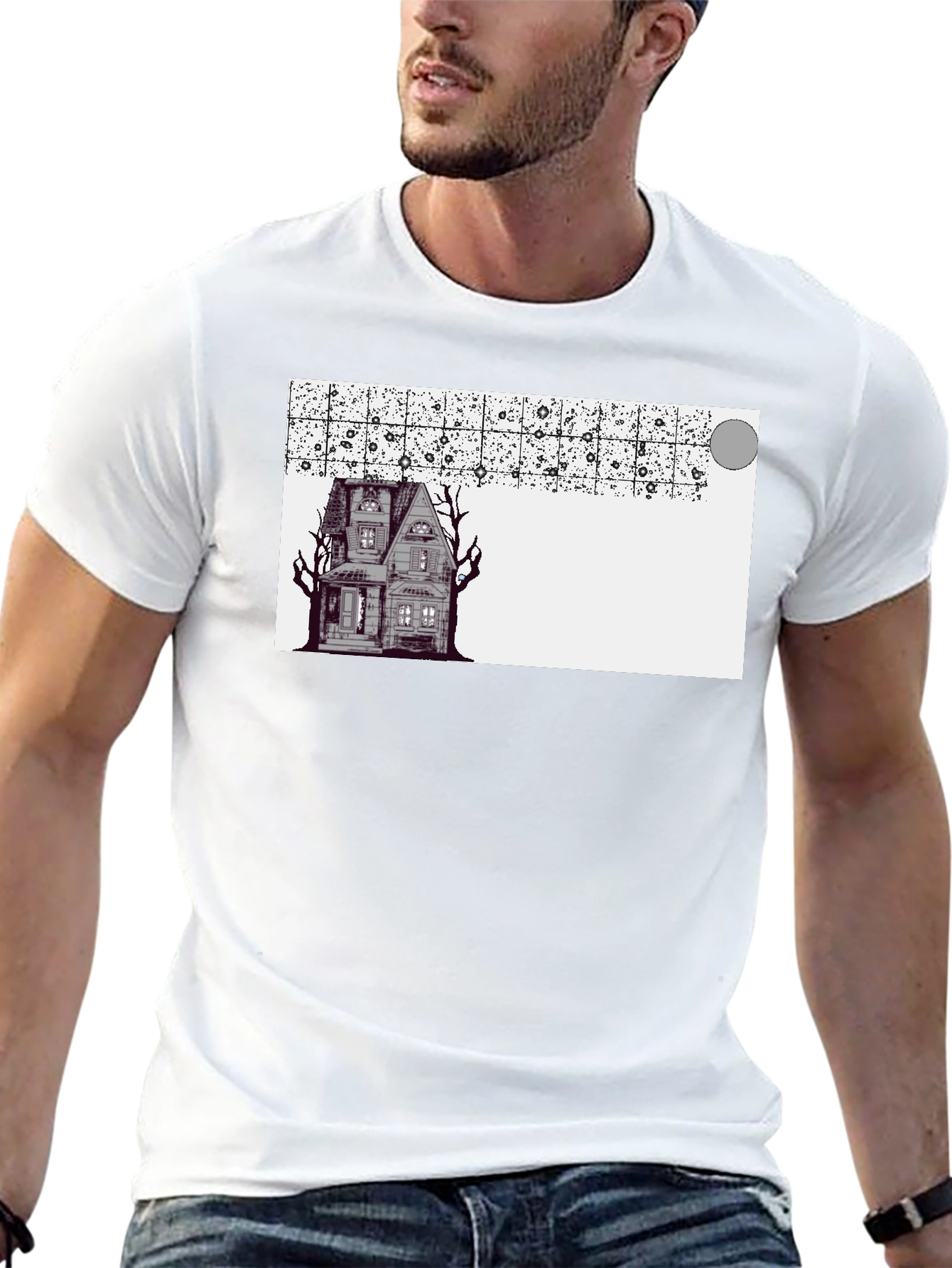 Spooky House Graphic Black T-Shirt