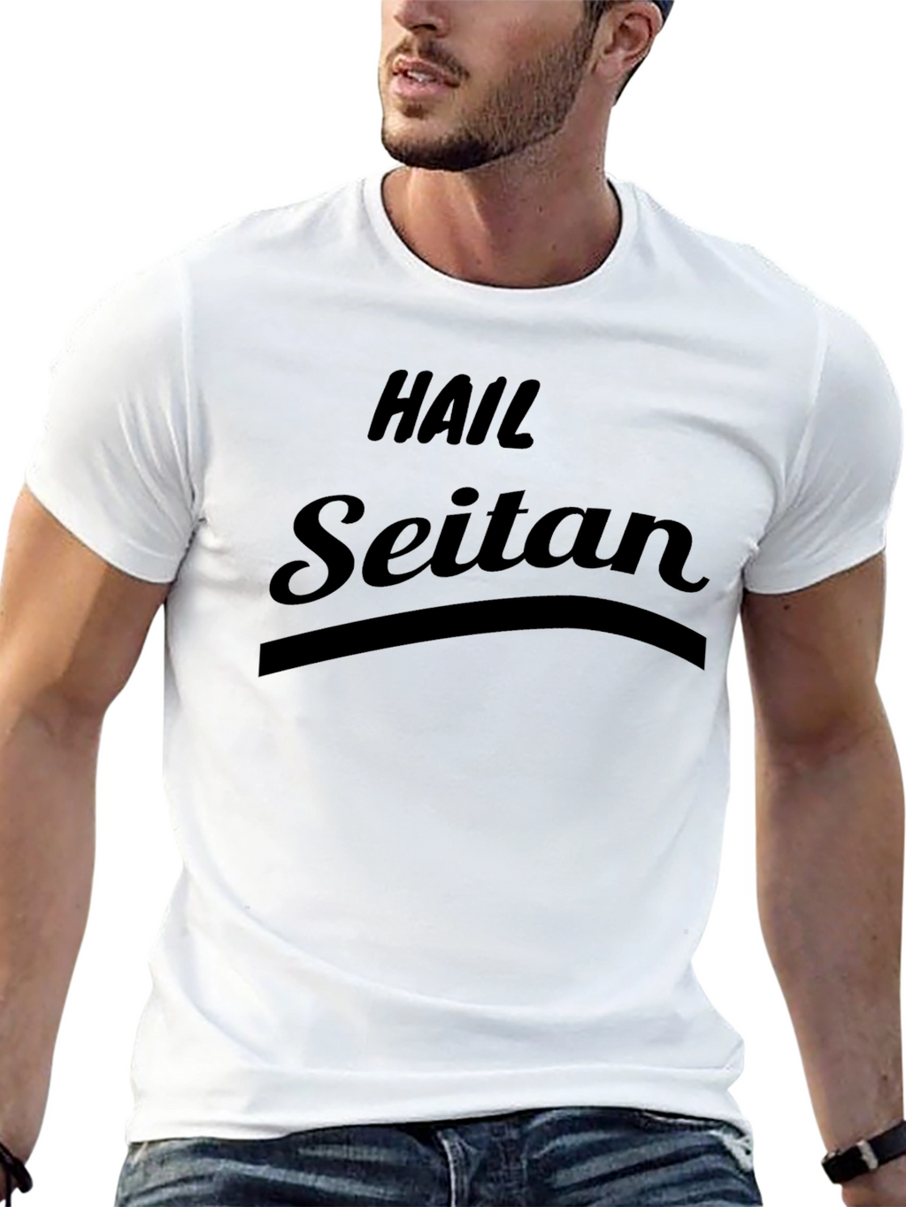 Hail Seitan Black T-Shirt - Vegan Humor Tee