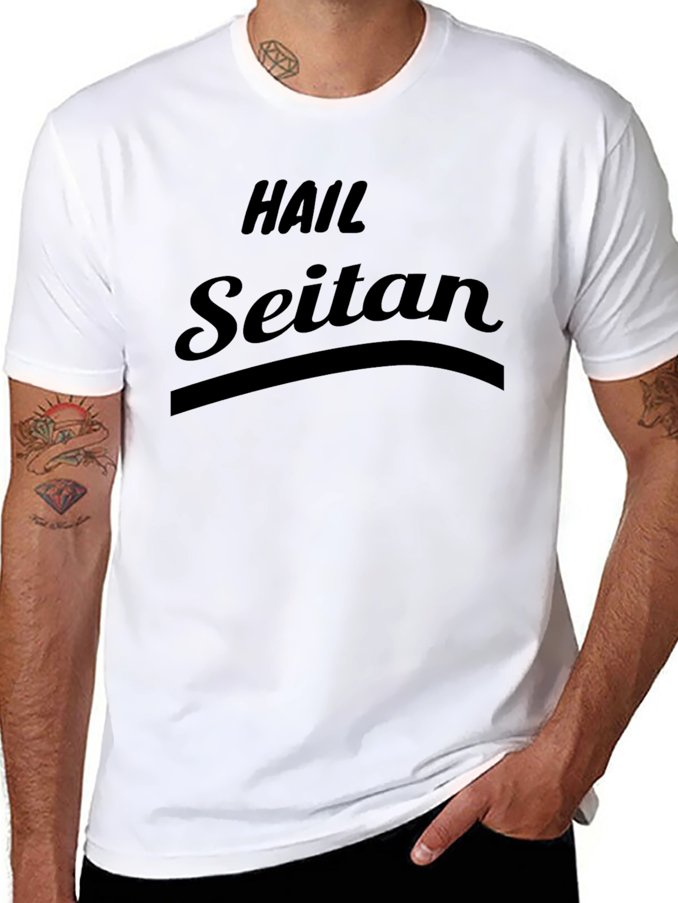 Hail Seitan Black T-Shirt - Vegan Humor Tee