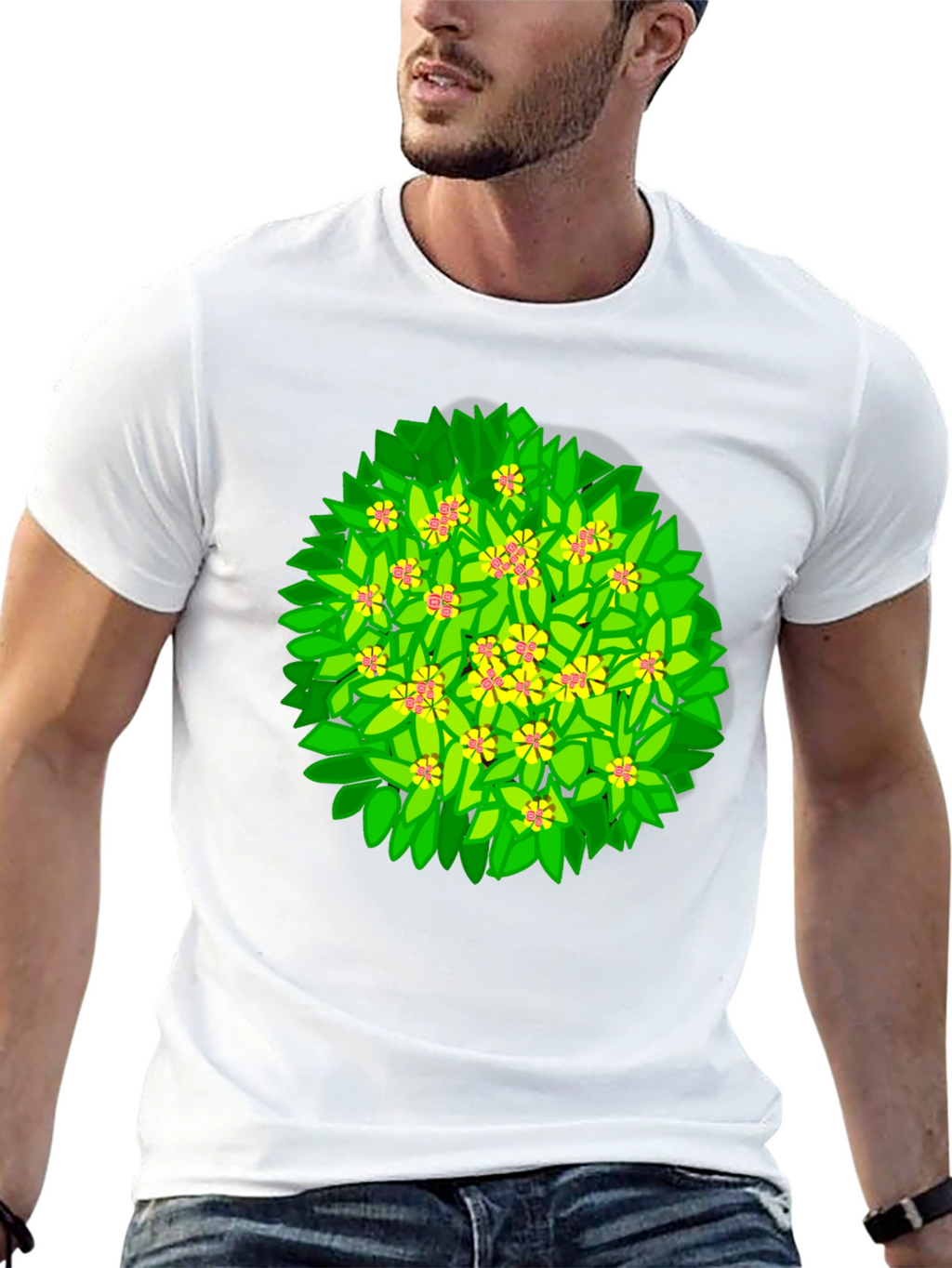 Floral Bush Graphic T-Shirt - Unique Design