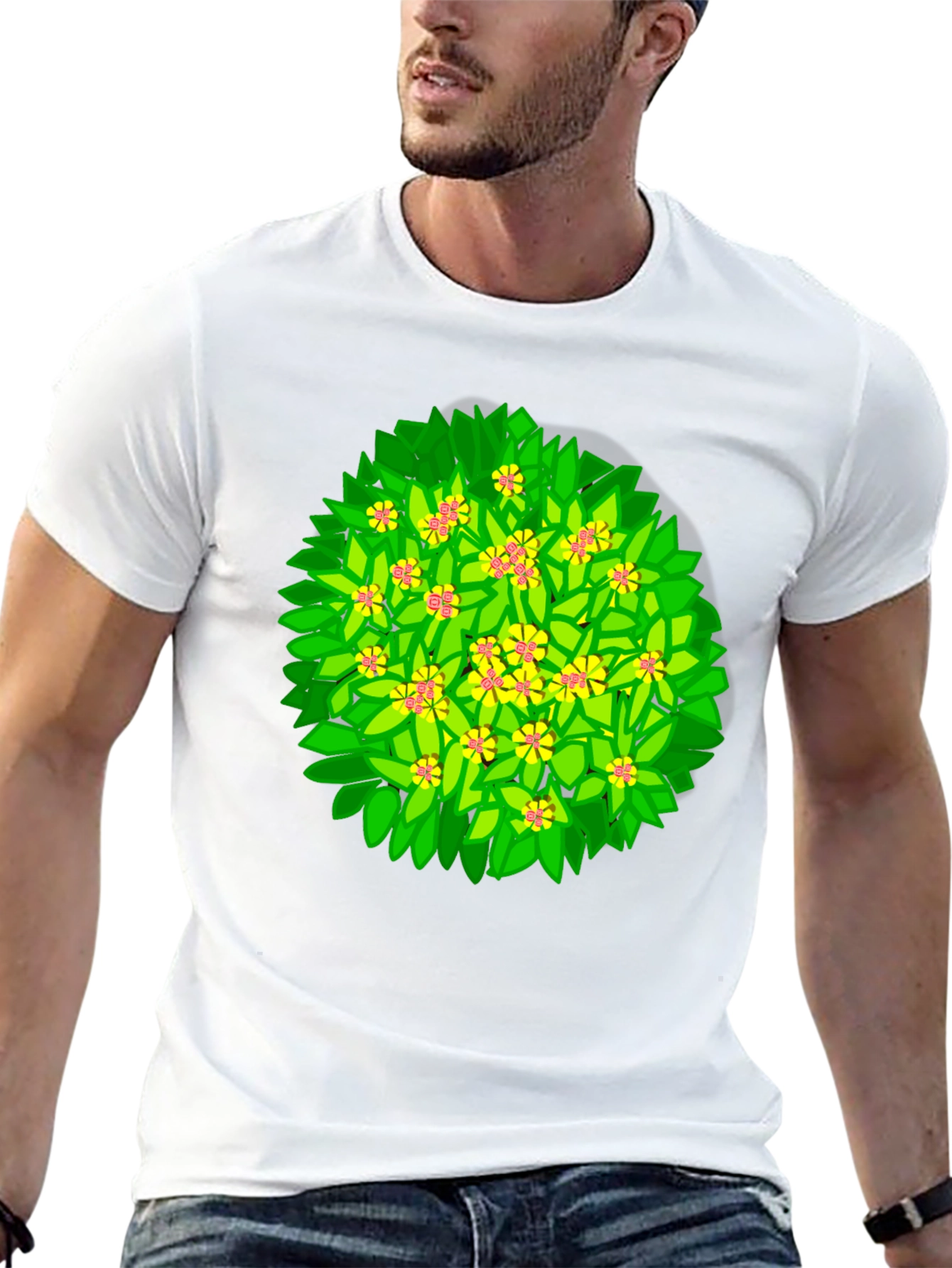 Floral Bush Graphic T-Shirt - Unique Design