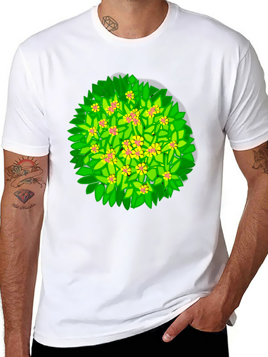 Floral Bush Graphic T-Shirt - Unique Design