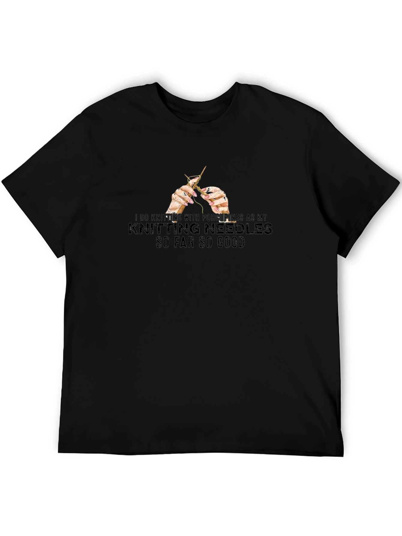 Knitting Porcupines Black Graphic Tee