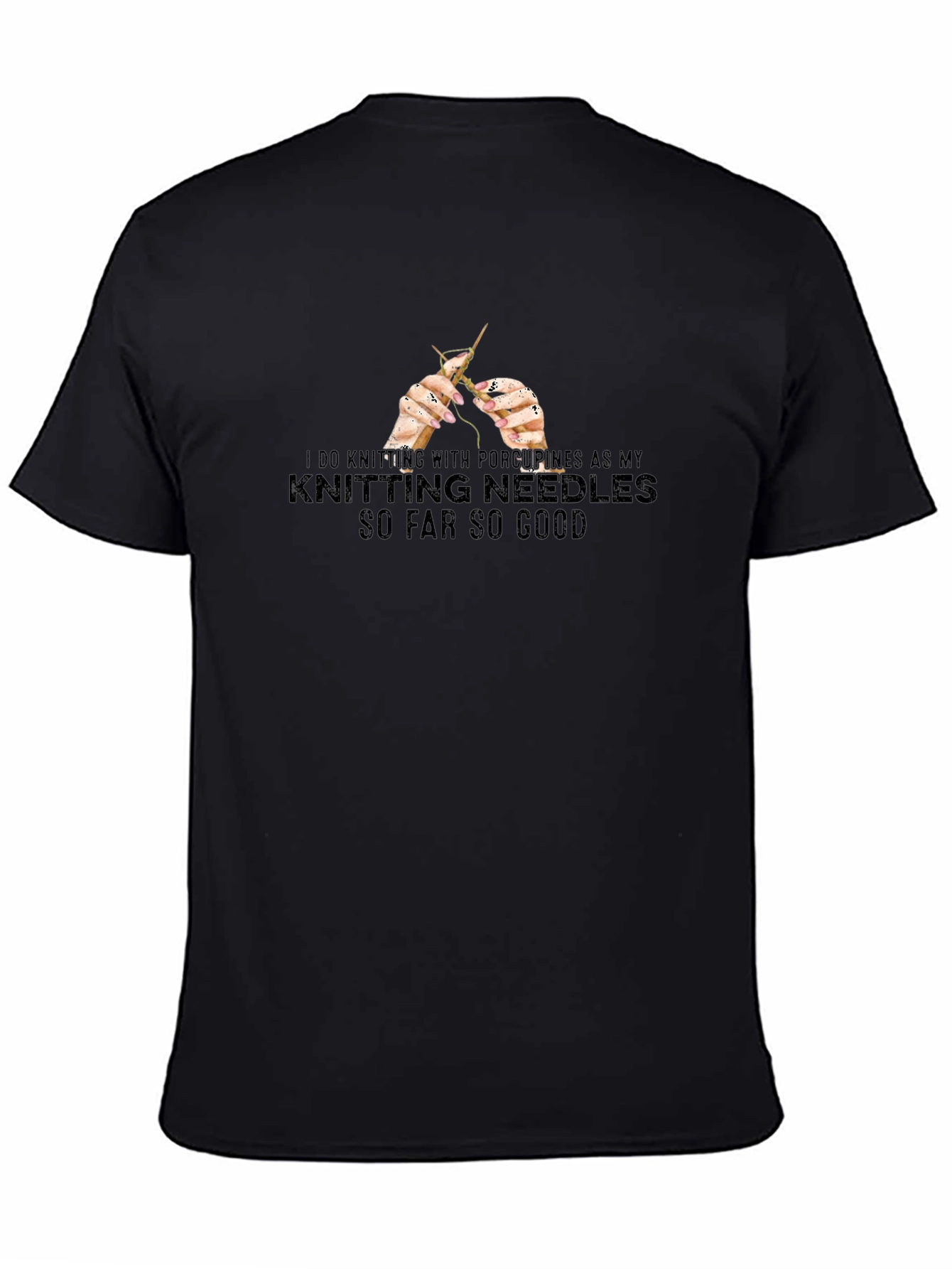 Knitting Porcupines Black Graphic Tee