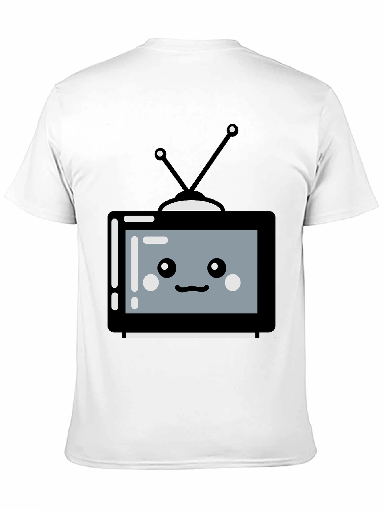 Cute Cartoon TV Graphic Tee - Unisex Black T-Shirt