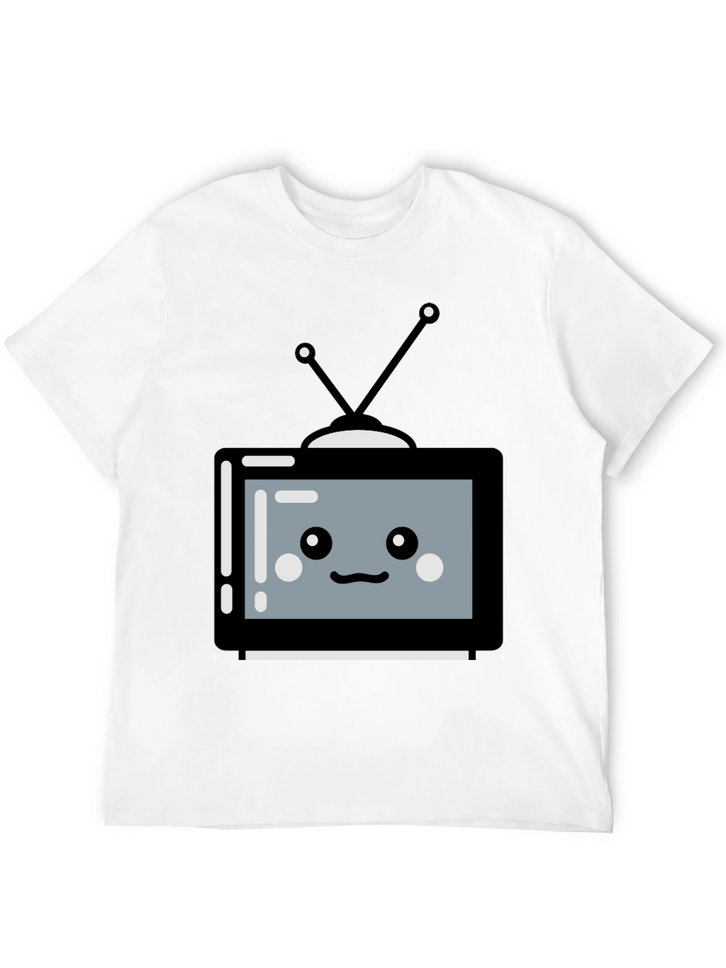 Cute Cartoon TV Graphic Tee - Unisex Black T-Shirt