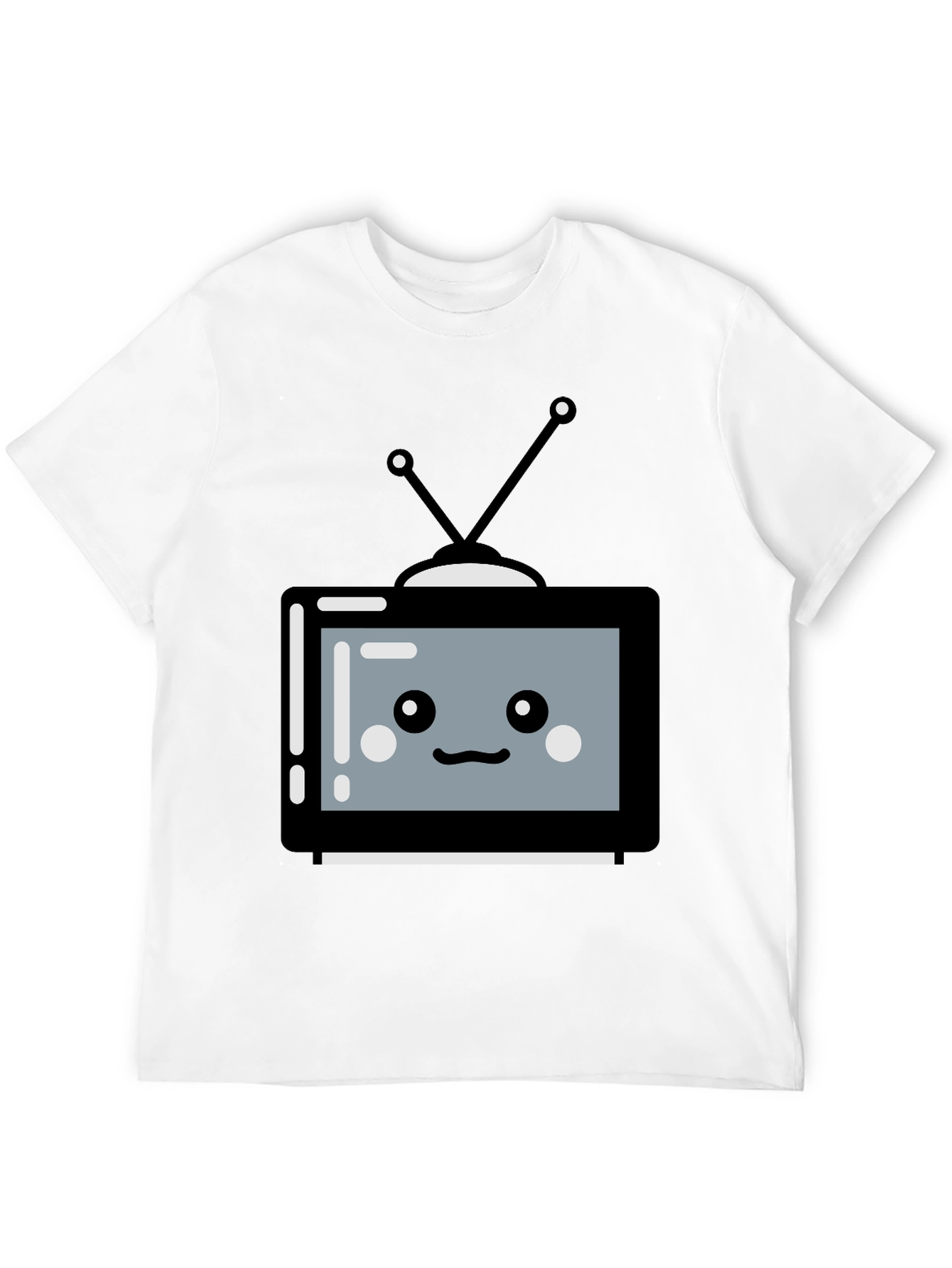 Cute Cartoon TV Graphic Tee - Unisex Black T-Shirt