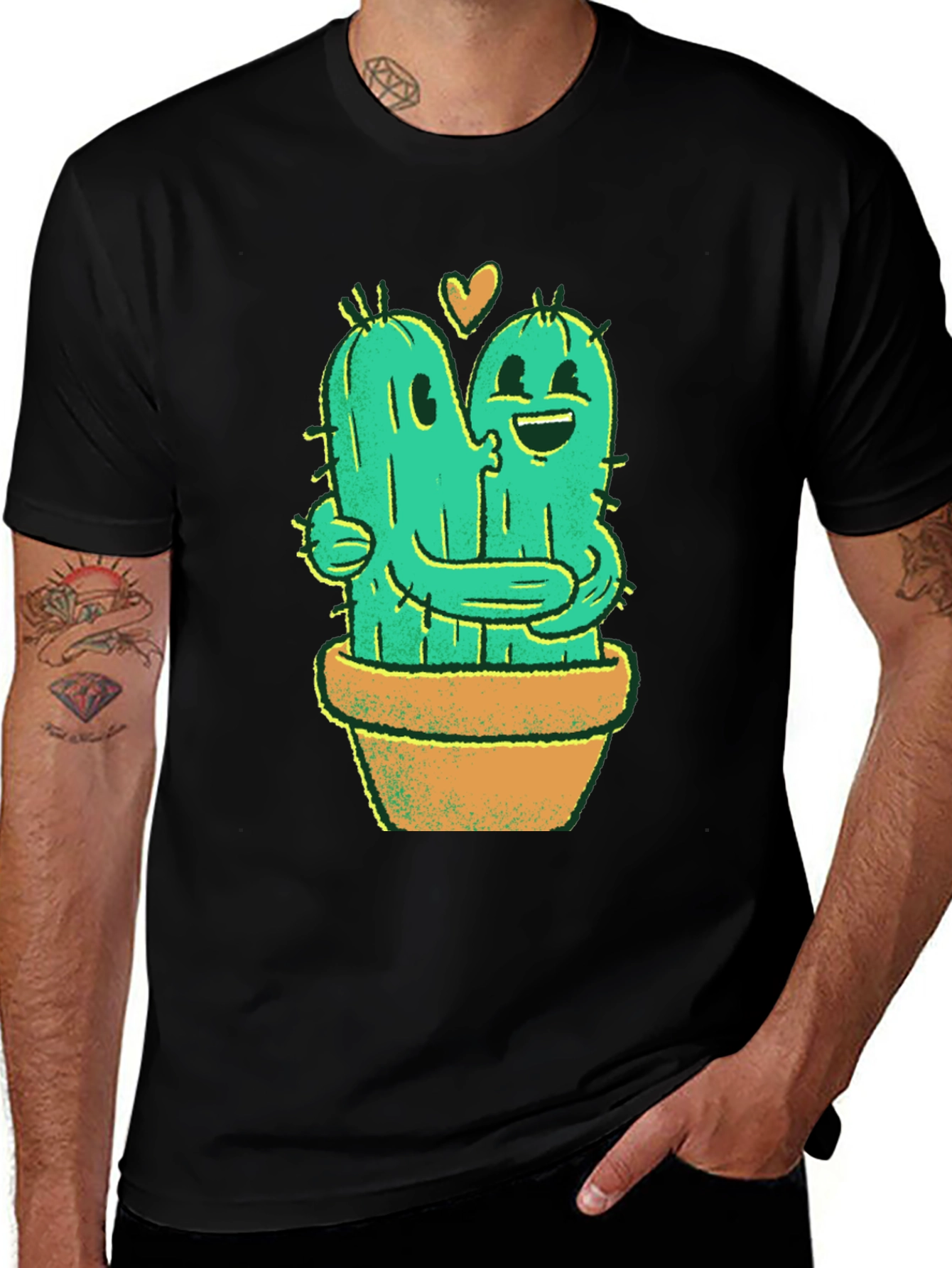 Cactus Love T-Shirt - Hugging Cactus Design