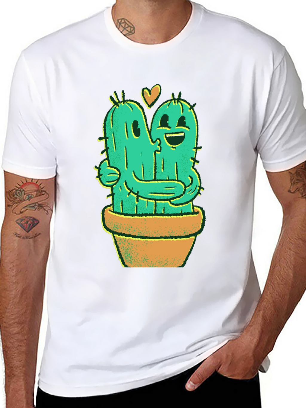 Cactus Love T-Shirt - Hugging Cactus Design