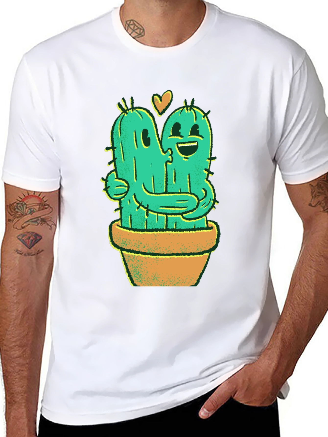 Cactus Love T-Shirt - Hugging Cactus Design