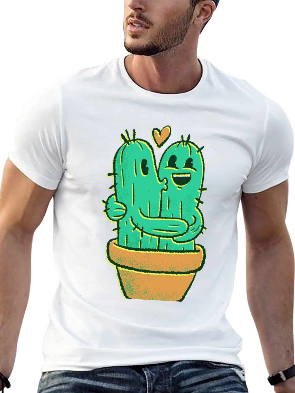 Cactus Love T-Shirt - Hugging Cactus Design