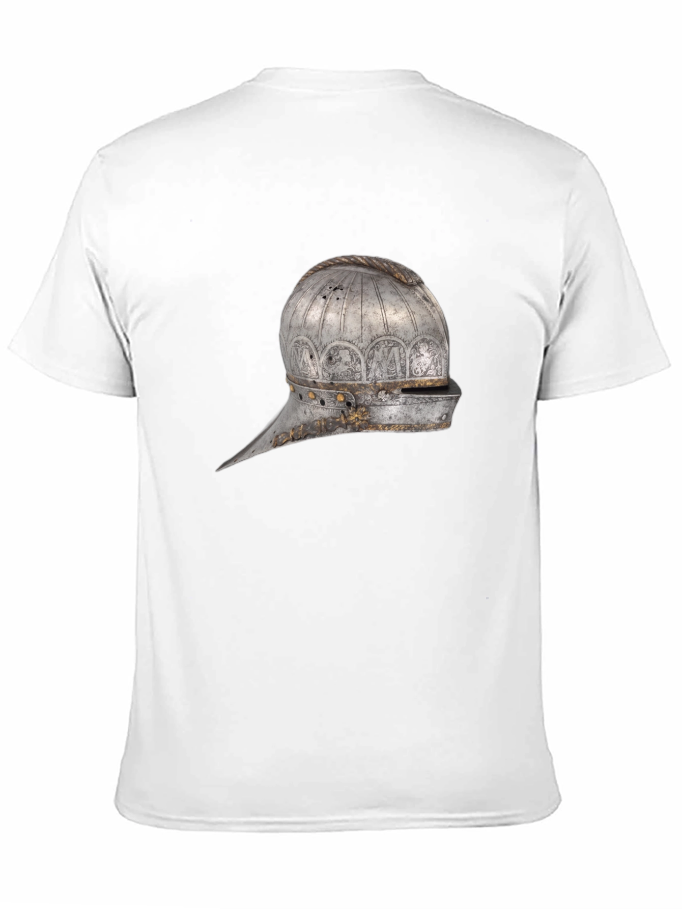 Medieval Helmet Graphic Tee - Black Cotton Shirt