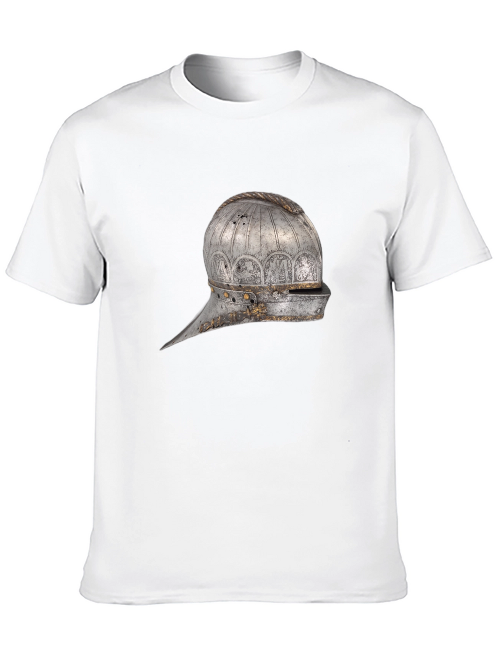 Medieval Helmet Graphic Tee - Black Cotton Shirt