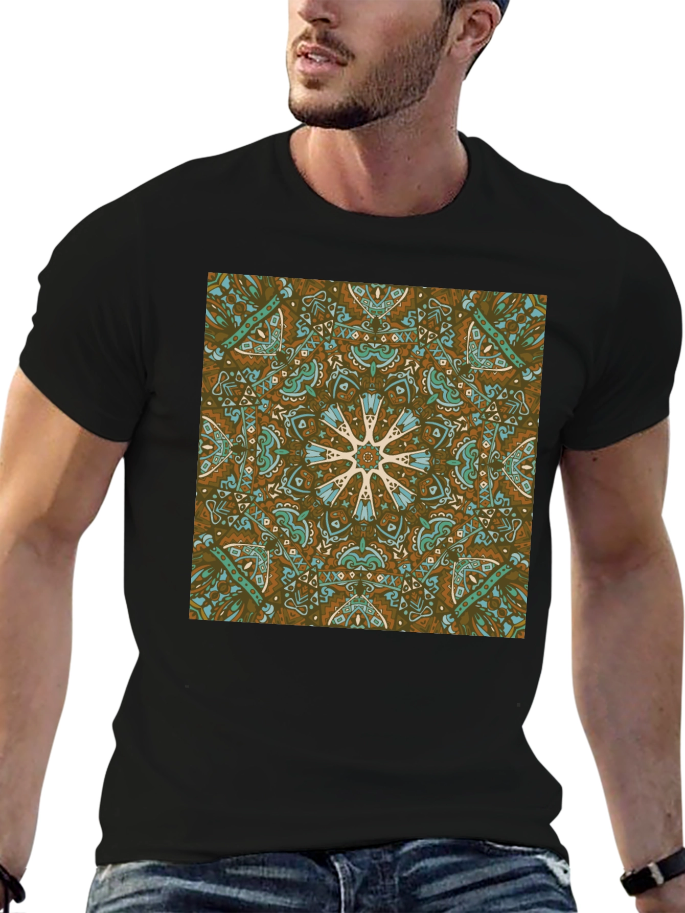 Boho Medallion Graphic Tee - Stylish Casual Wear