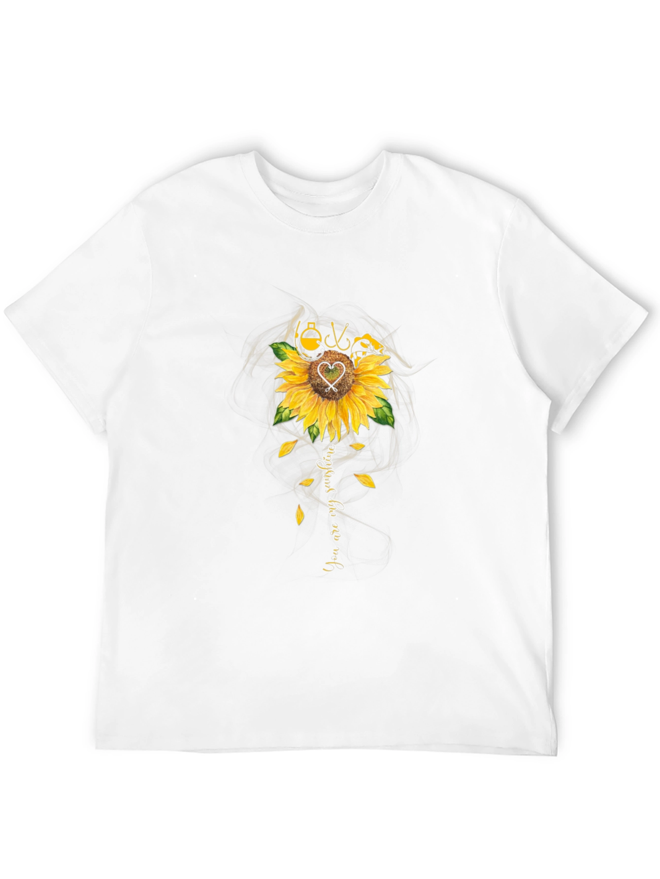 Fishing Sunflower Graphic T-Shirt - Black