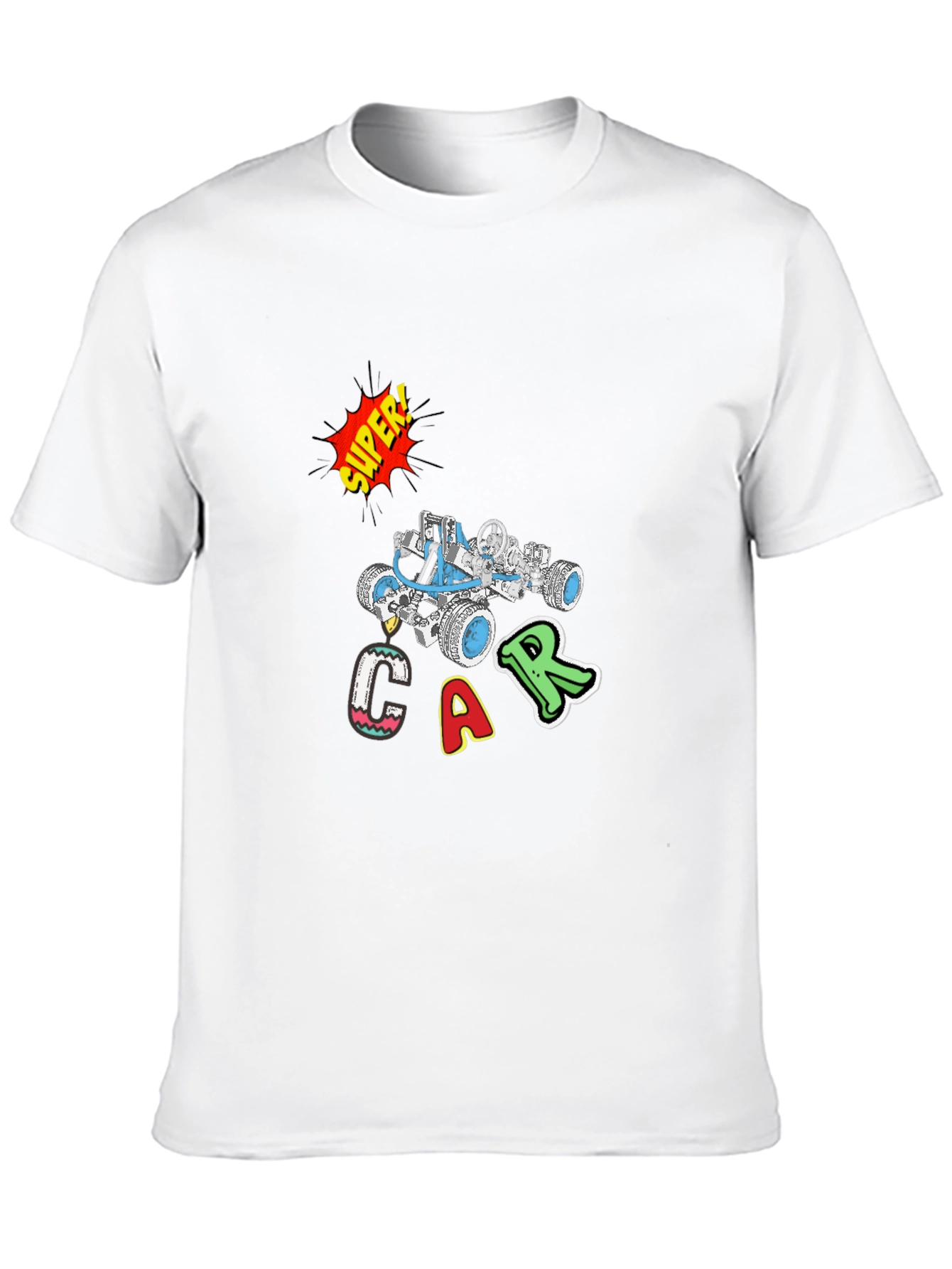 Super Car Graphic Print Black T-Shirt