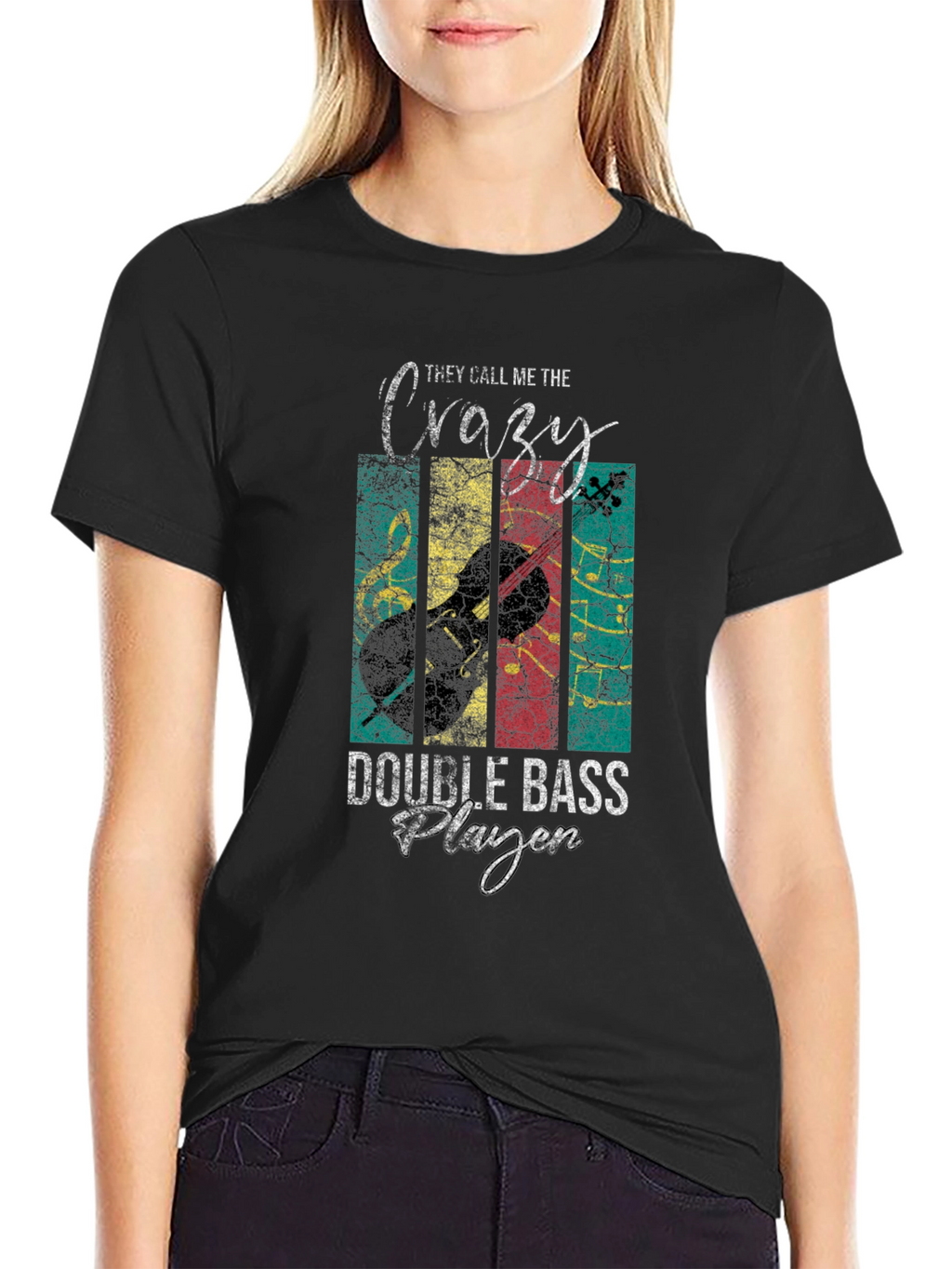 Crazy Double Bass Player T-Shirt Musician Tee