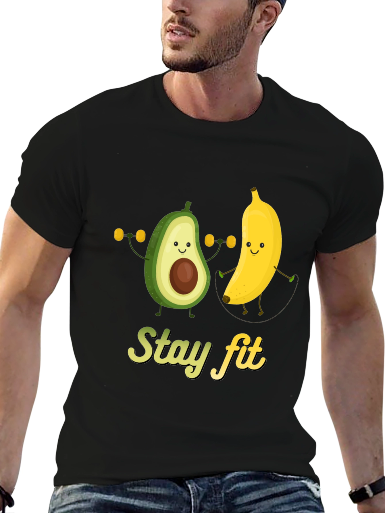 Stay Fit Avocado Banana Workout Graphic Tee