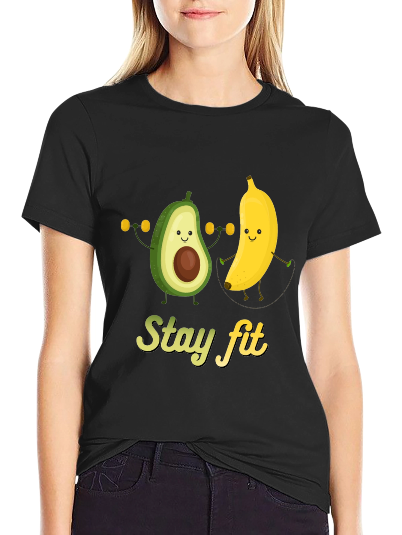 Stay Fit Avocado Banana Workout Graphic Tee