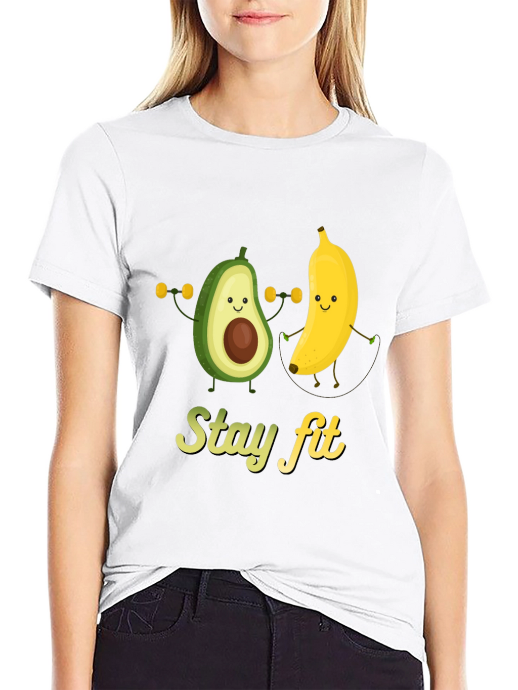 Stay Fit Avocado Banana Workout Graphic Tee