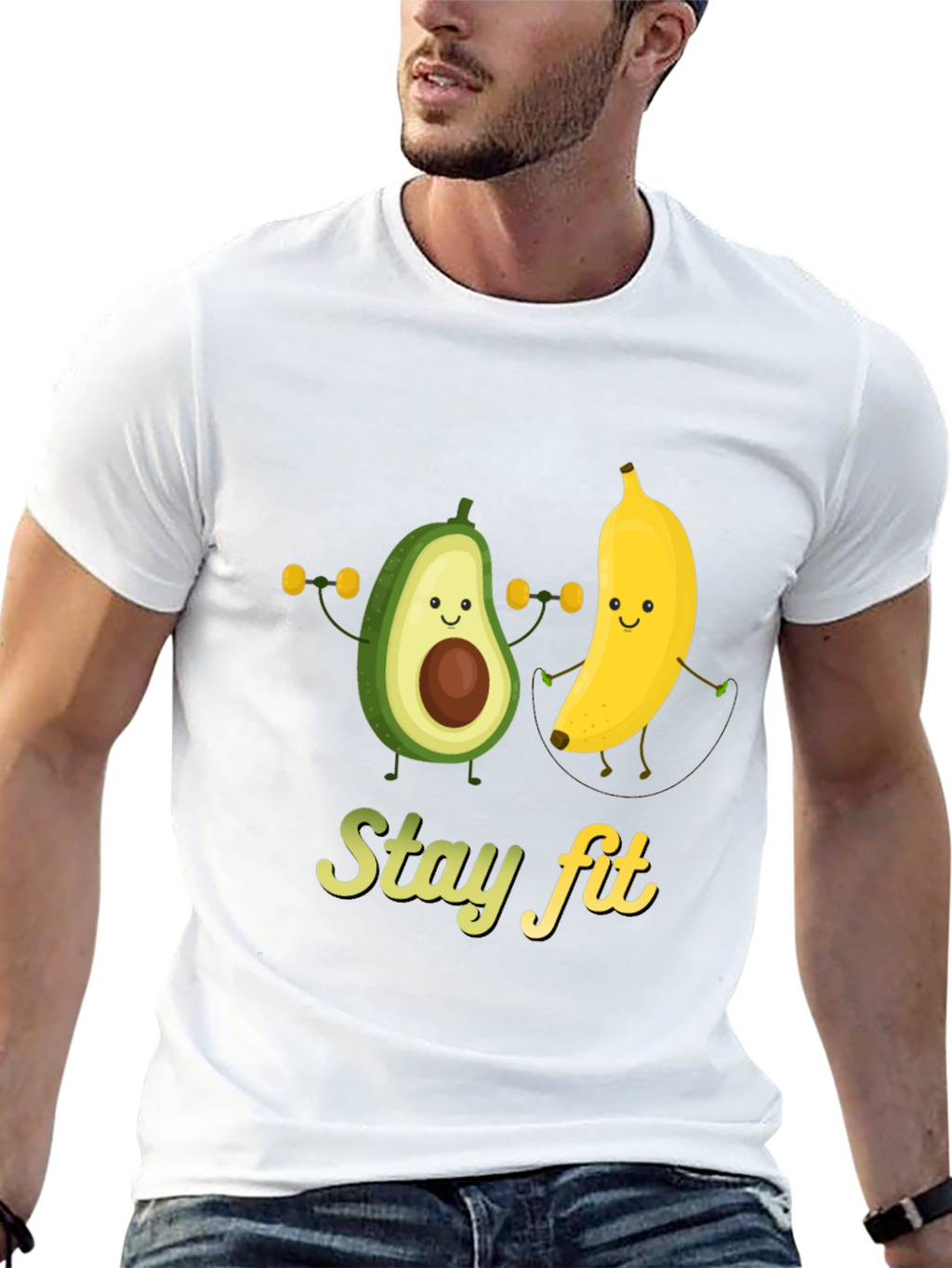 Stay Fit Avocado Banana Workout Graphic Tee