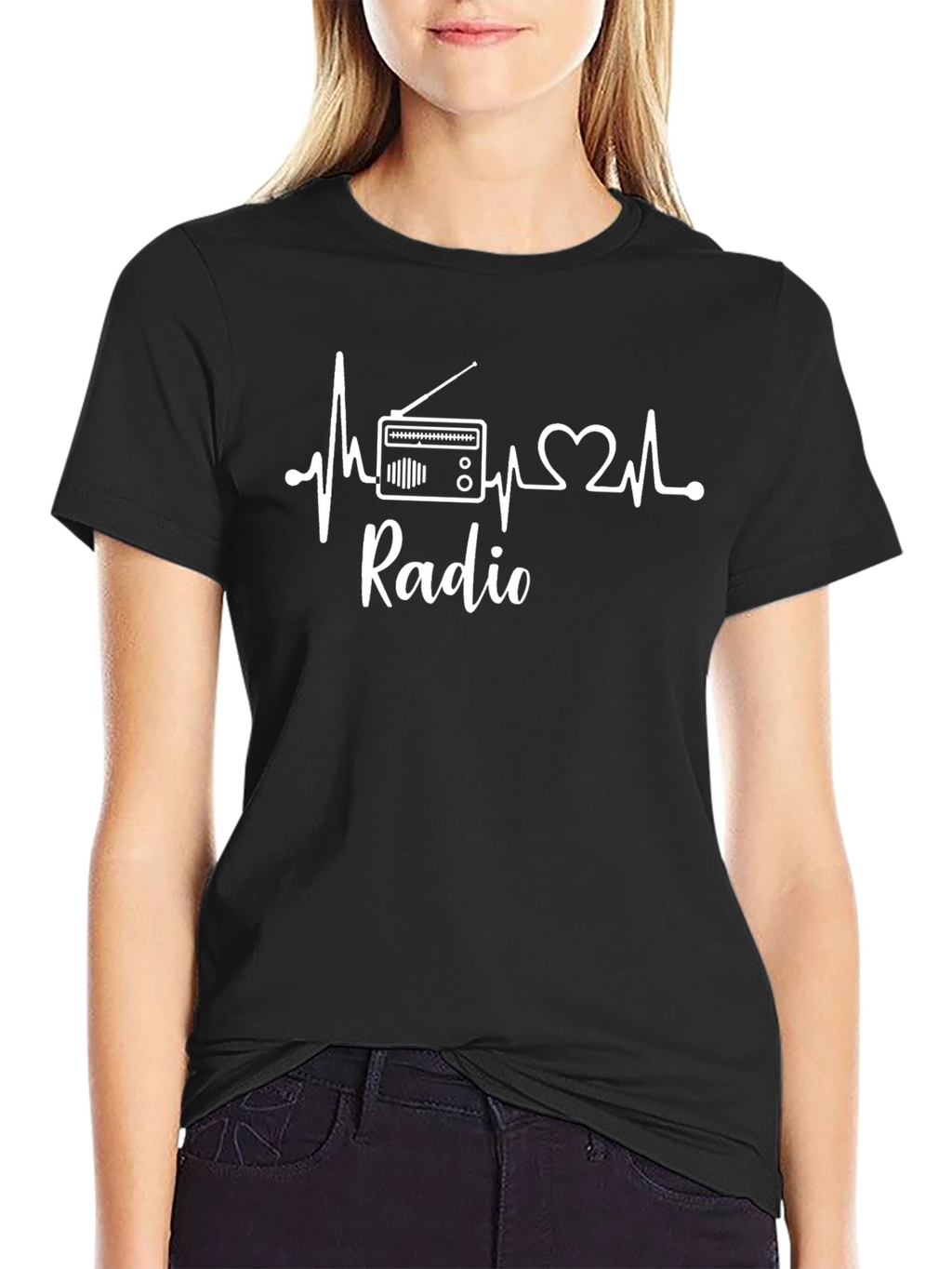 Radio Heartbeat Graphic Tee - Black