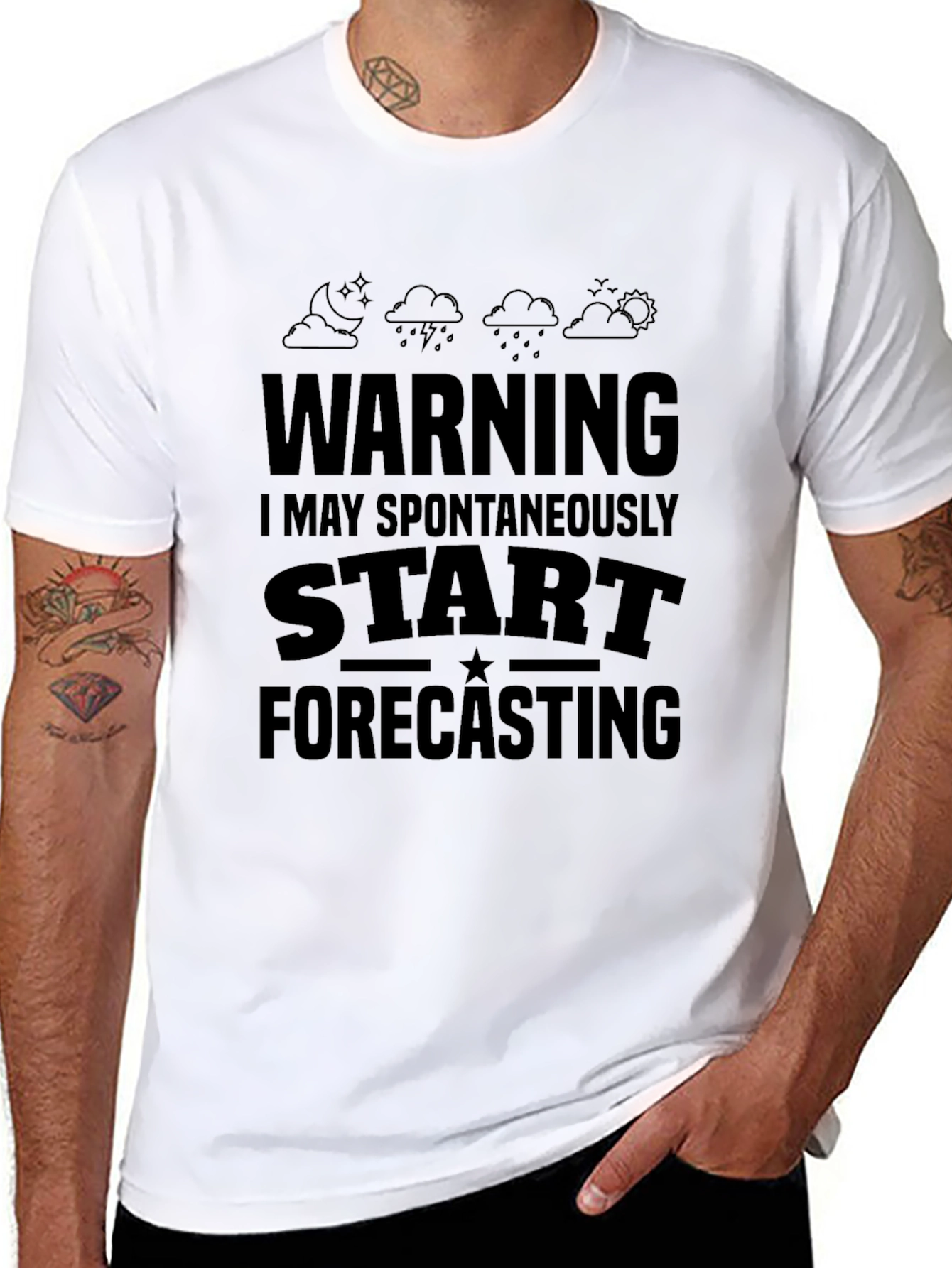 Warning: May Spontaneously Start Forecasting Black T-Shirt