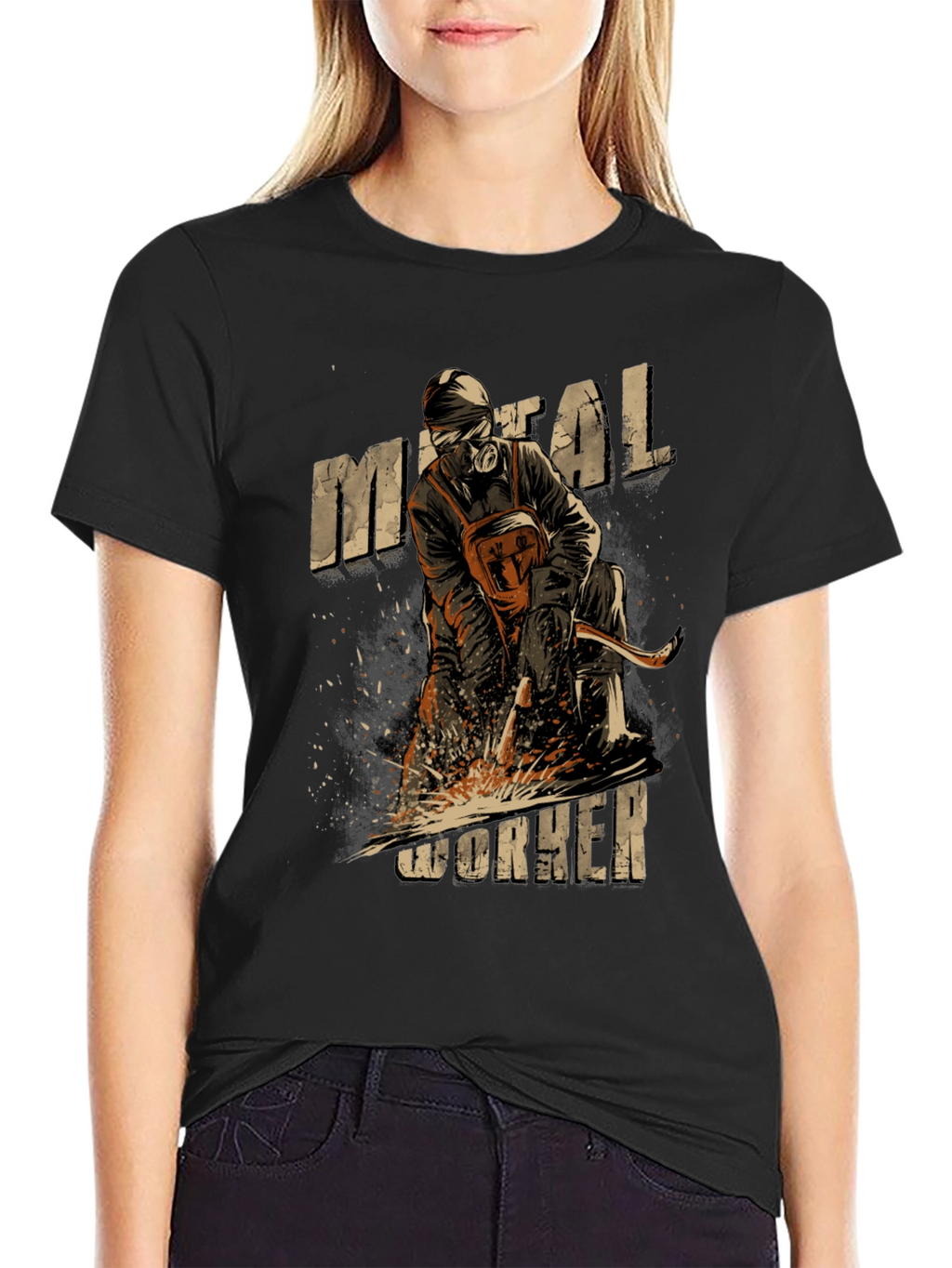 Metal Worker Graphic Tee - Black