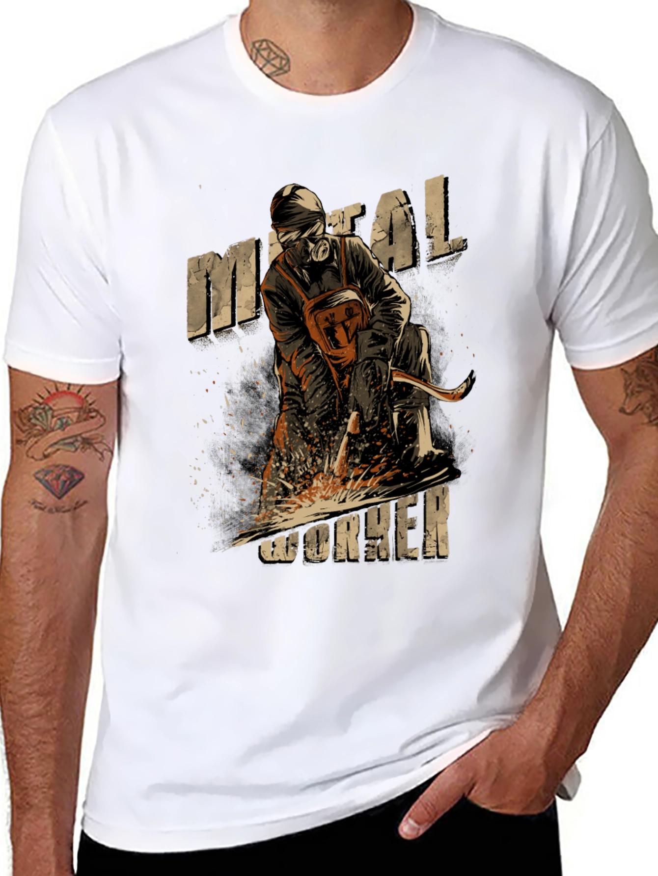 Metal Worker Graphic Tee - Black