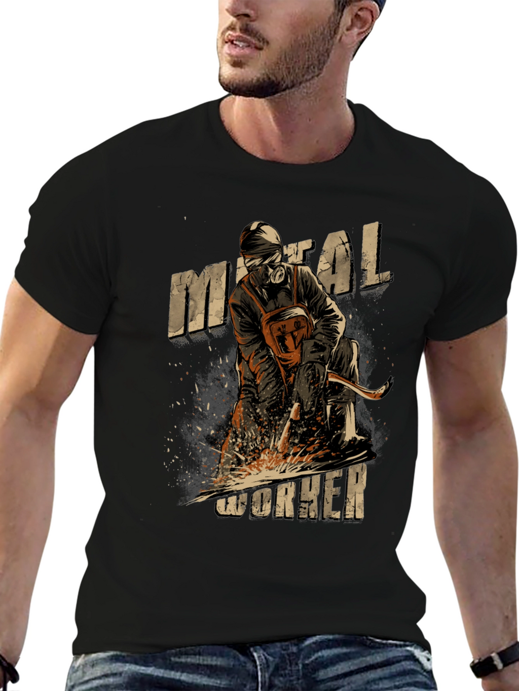 Metal Worker Graphic Tee - Black
