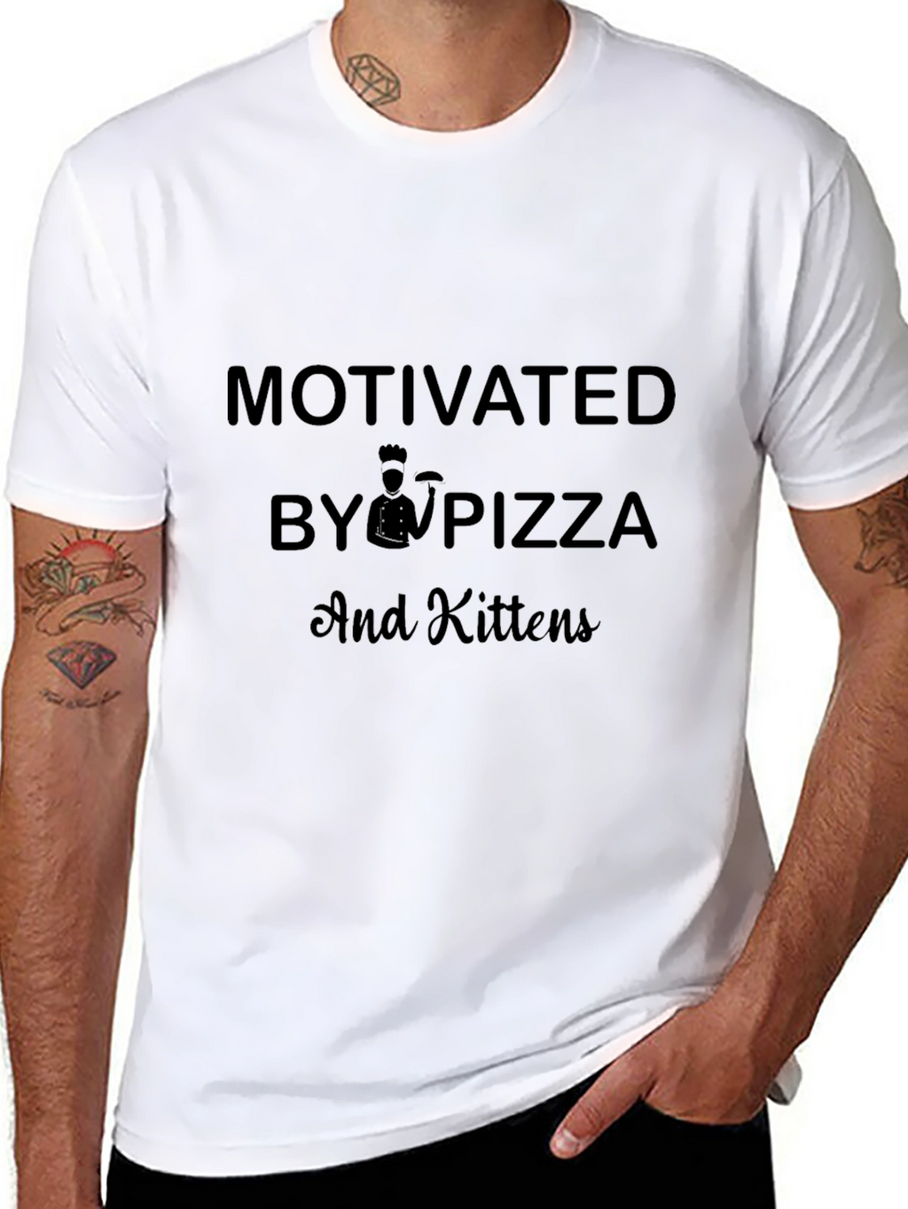 Motivated by Pizza & Kittens Graphic Tee